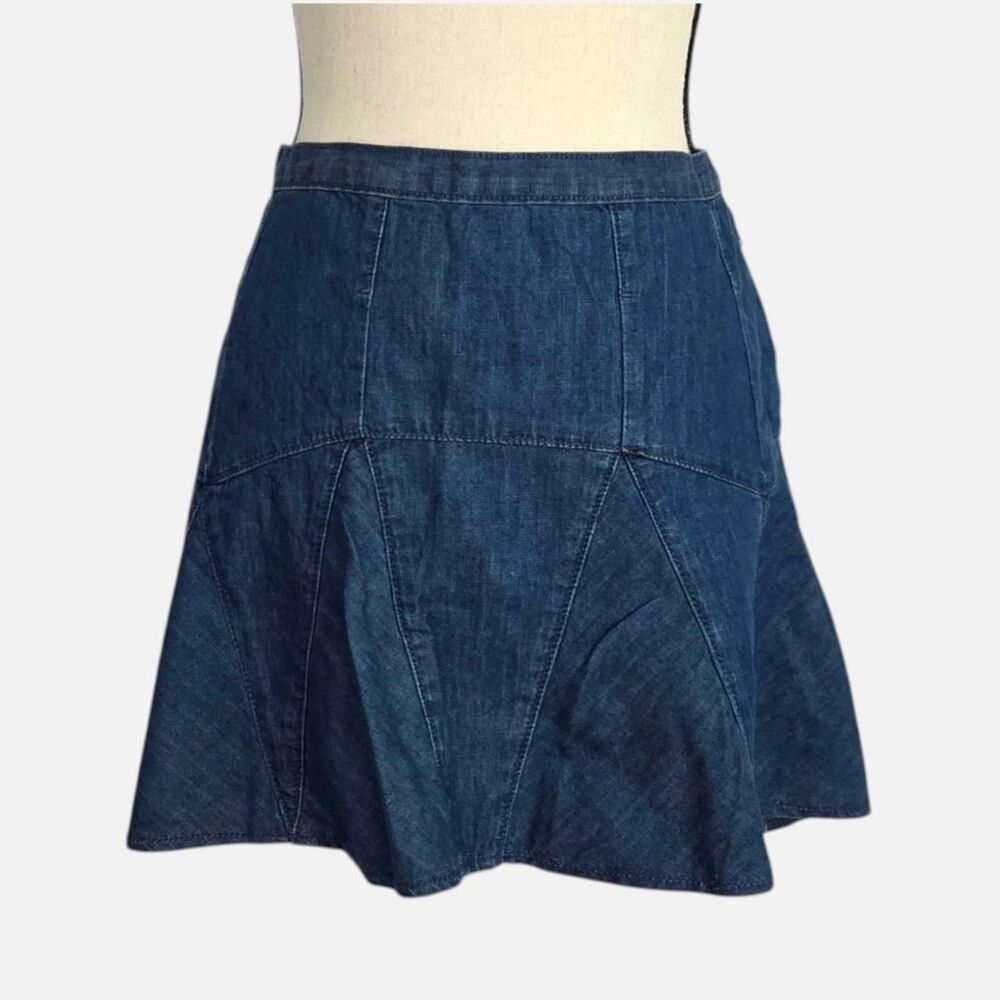 GAP 1969 Oceanside Paneled Denim Mini Skirt 27/4 Flared Godet Boho SUM11